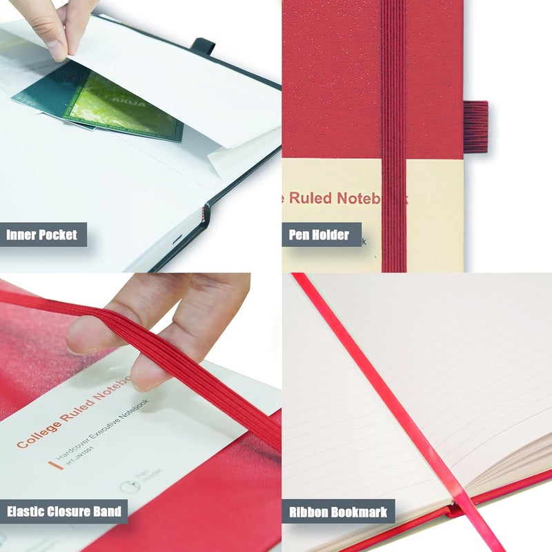 Heture 8 Pack Lined Journal Notebooks, A5 Hardcover Notebooks, 5.5 x 8.3 inch, 100GSM,160 Pages, Classic College Ruled Notebooks for Writing/Work/Travel/College (Assorted Color) - Image 4